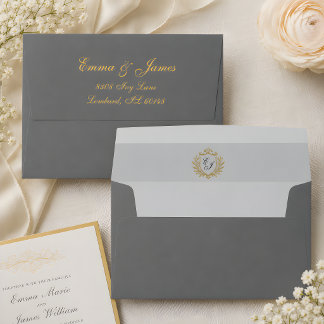 Gold Script Return Address Envelope