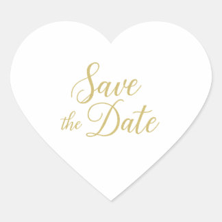 Gold Script Save the Date Heart Sticker – Elegant
