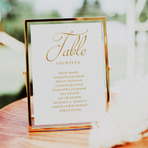 Gold Script Table Number Seating Chart
