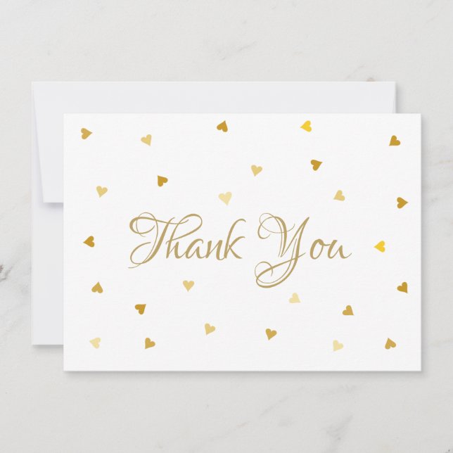 Gold Script Thank You Hearts Confetti (Front)