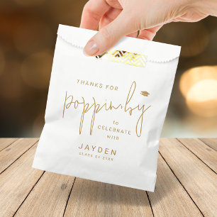 Gold Script Thanks for Popping by Graduation Favour Bags