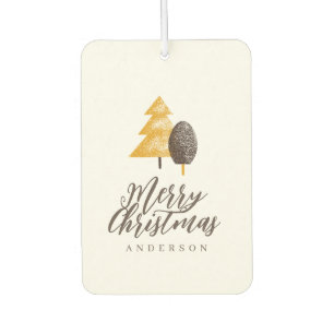 Gold Script Tree Christmas Car Air Freshener