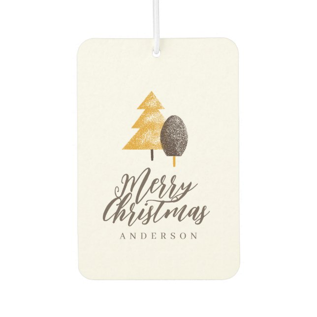 Gold Script Tree Christmas  Car Air Freshener (Front)