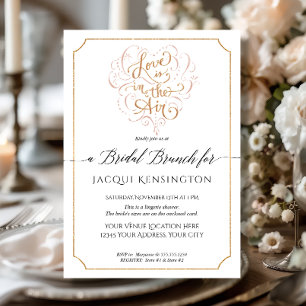 Gold Script Typography Love in Air Bridal Brunch Invitation
