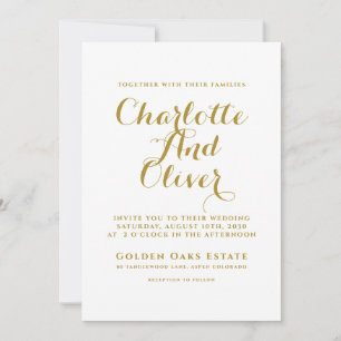 Gold Script Typography Wedding Invitation