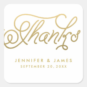 Gold Script Wedding Favour Thank You Stickers