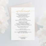 Gold Script Wedding Itinerary - Wedding Welcome Invitation<br><div class="desc">Welcome your guest with this lovely letter - great for hotel gift bags for for out of town guests!</div>