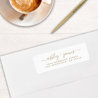 Gold Script Wedding Return Address