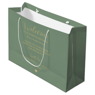 Gold script wedding welcome bag hotel guest bags 