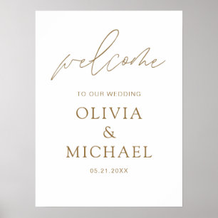 Gold Script Wedding Welcome Elegant Modern Foam Bo Poster