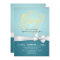 Gold Script White Ribbon Turquoise Baby Shower