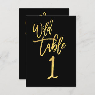 Gold Script Wild Birthday Party Table Number 1