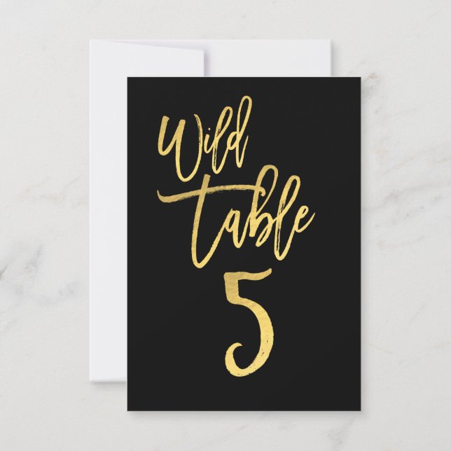 Gold Script Wild Birthday Party Table Number 5 (Back)