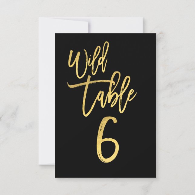 Gold Script Wild Birthday Party Table Number 6 (Back)