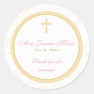 Gold Scroll Cross Address Label/Favour Sticker