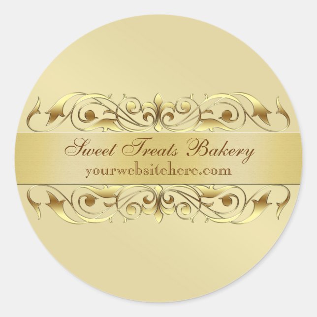 Gold Scroll Cupcake Baking Label Sticker (Front)