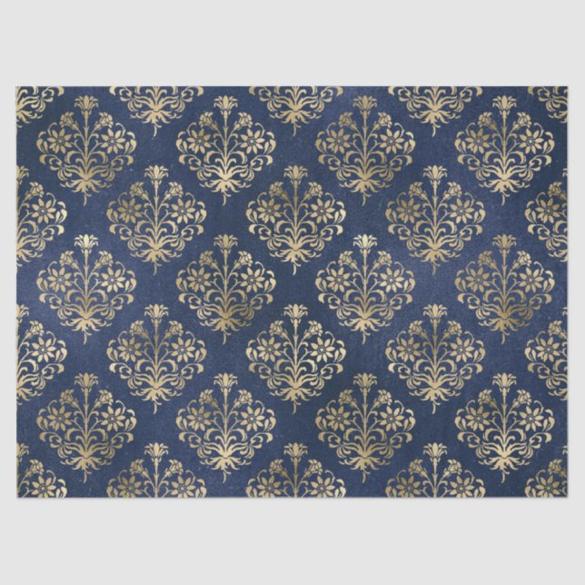 Gold Scroll Design on Purple Decoupage Tissue Paper (Front)