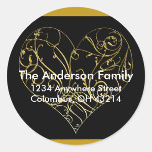 Gold Scroll Heart Design 1 - Return Address Labels