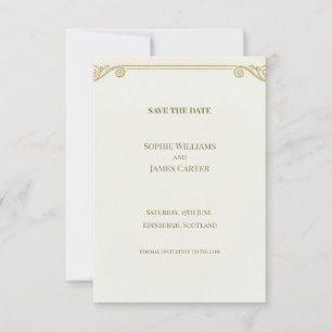 Gold Scroll Save The Date Card