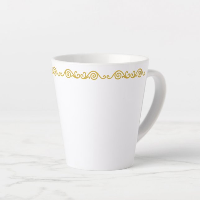 Gold Scrollwork Latte Mug (Right Angle)