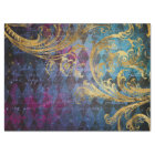 Gold Scrollwork on Purple and Blue Decoupage