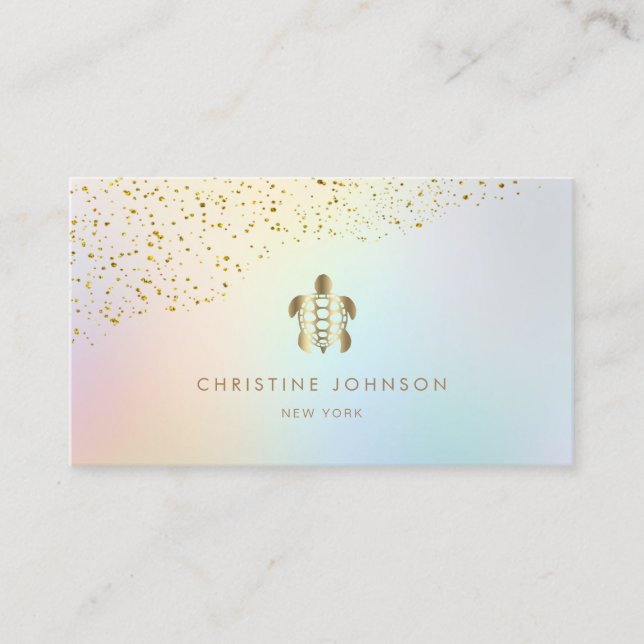 gold sea turtle icon business card (Front)