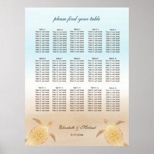 Gold Sea Turtles Beach Wedding Seating Chart