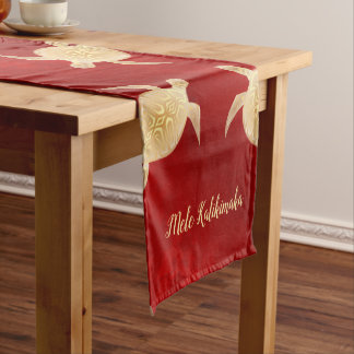Gold Sea Turtles Red Mele Kalikimaka Short Table Runner