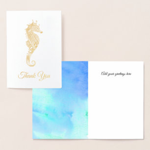 Gold Seahorse Wedding Thank You Card