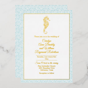 Gold Seahorse with Aqua Frame Wedding 