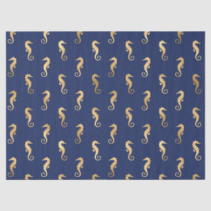 Gold Seahorses on Dark Blue/Purple Decoupage Tissue Paper