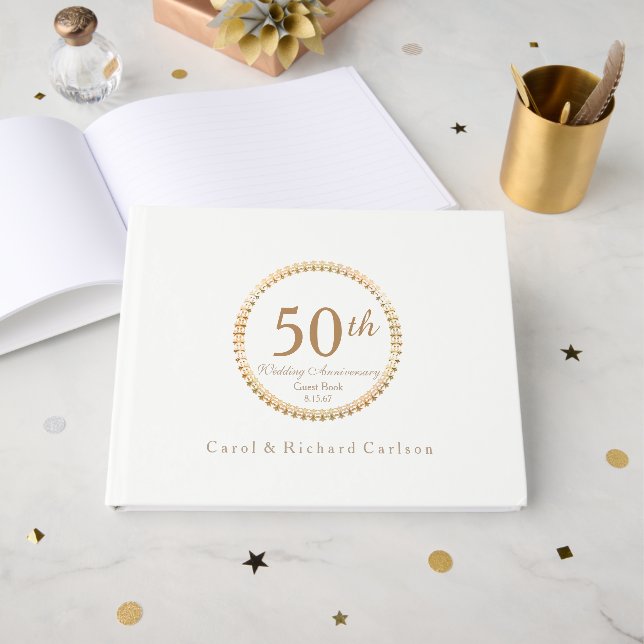 Gold Seal 50th Wedding Anniversary Guest Book (Front Open)