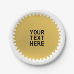 Gold Seal Award with any words Paper Plate