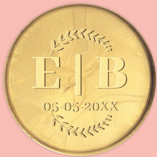 Gold Seal Monogram Date Antique Elegant Wedding 