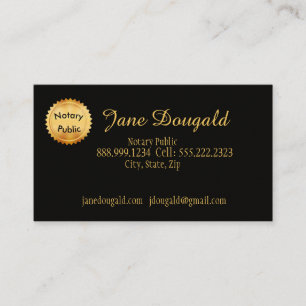 Gold Seal with Black Classic Notary Business Card