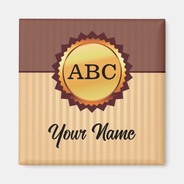 Gold Seal with Initials and Name Customised Magnet (Front)