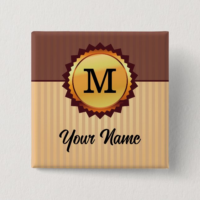 Gold Seal with Monogram and Name Customised 15 Cm Square Badge (Front)