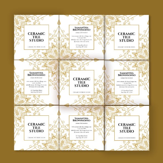 Gold Seamless Mosaic Square Business Card (Creator Uploaded)