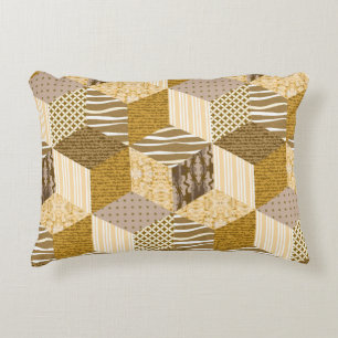 Gold seamless patchwork pattern. vintage illustrat decorative cushion