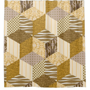 Gold seamless patchwork pattern. vintage illustrat shower curtain