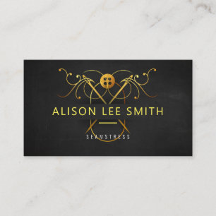 Gold Seamstress Hand sewn Dressmaker Business Card