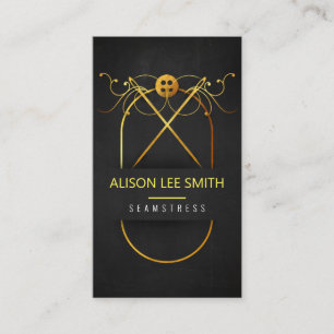 Gold Seamstress Hand sewn Dressmaker Business Card
