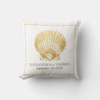 Gold Seashell Beach Wedding Date Keepsake