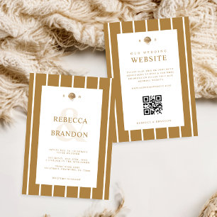 Gold Seashell Monogram Coastal All in One Wedding  Invitation