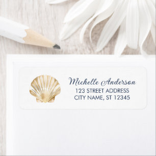Gold Seashell Scallop Nautical Return Address     