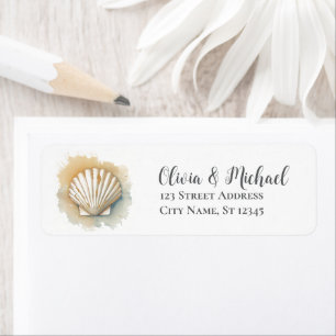 Gold Seashell Scallop Wedding Return Address 