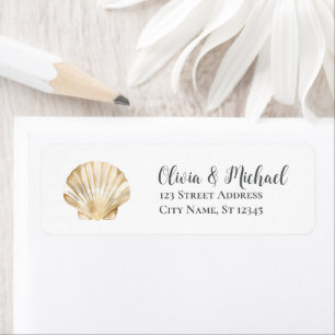 Gold Seashell Scallop Wedding Return Address 