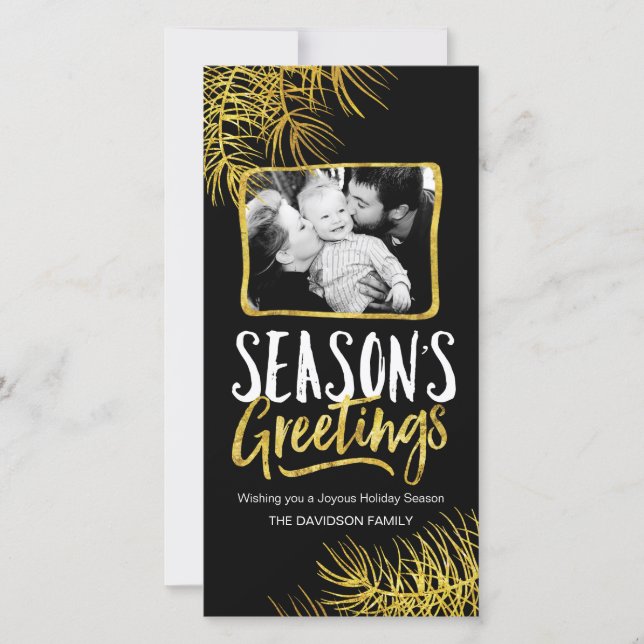 Gold Season's Greeting Photo Card (Front)