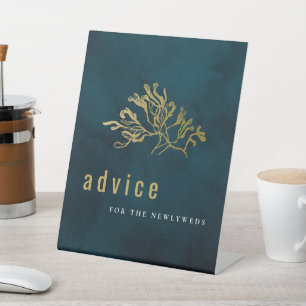 Gold Seaweed Advice For Newlyweds Bridal Shower Pedestal Sign