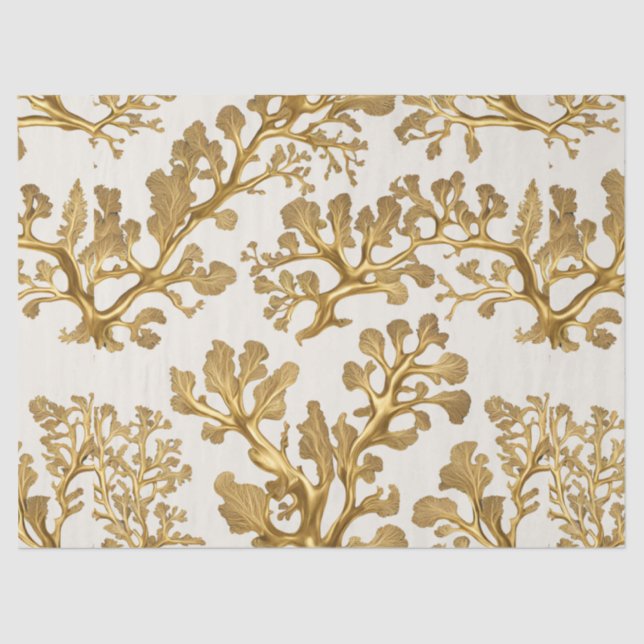 Gold Seaweed on Light Sand Tissue Paper (Front)